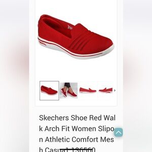 Skechers Uplift Defined Slip on comfort shoes Womens Red/White Sz 9.5M Like New